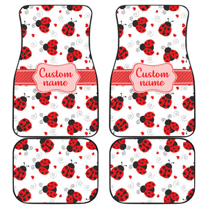 Personalized Ladybug Front And Black Car Mats (Set Of 4)