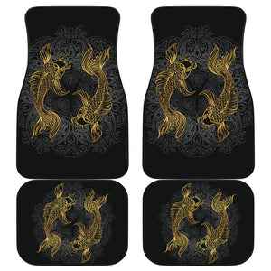 Golden Pisces (Fish) Zodiac Front And Back Car Mats (Set Of 4) - Freedom Look