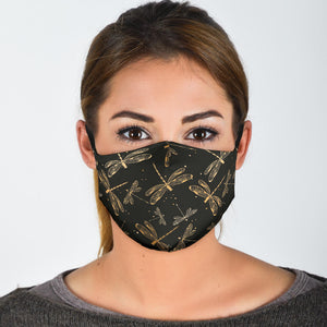 Gold Dragonflies Face Mask With Filters