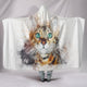Green Eyed Cat Cozy Warm Hooded Sherpa And Microfiber Blanket With Hood