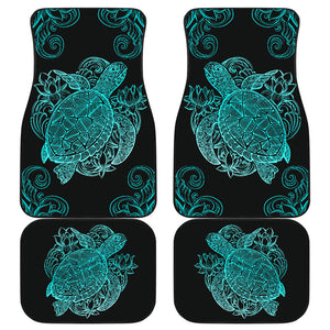 Turtle Front And Back Car Mats - Teal