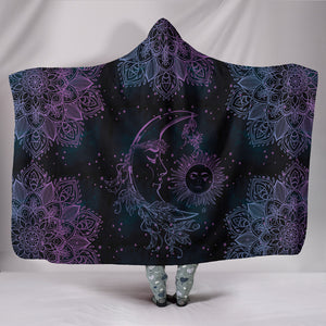 Purple Sun and Moon - Cozy Warm Hooded Blanket