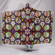 Colorful Sugar Skulls - Cozy Warm Hooded Sherpa And Microfiber Blanket With Hood