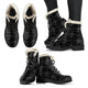 Modern Treble Clef Design Faux Fur Leather Boots Winter Shoes