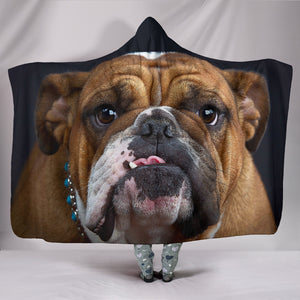 Bulldog Lovers Plush Lined Hooded Sherpa And Microfiber Blanket With Hood