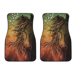 Abstract Horse USA Flag - Universal Front Car Mats Gift (Set Of 2)