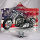Motorbike With American Flag Cozy Warm Hooded Sherpa And Microfiber Blanket