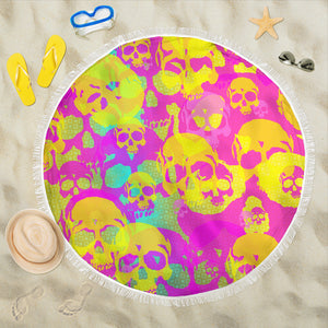 Yellow Skulls Beach Blanket Camping Picnic Portable Outdoor Blanket