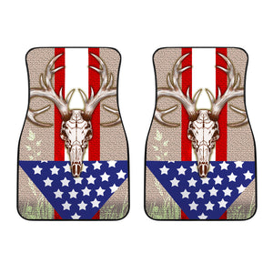 Deer Skull USA Flag - Universal Front Car Mats Gift (Set Of 2)