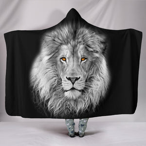 Black & White Lion Hooded Blanket - Freedom Look