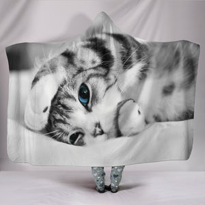 Simply Cat Lovers Plush Lined Wearable Sherpa Hooded Blanket