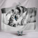 Simply Cat Lovers Plush Lined Wearable Sherpa Hooded Blanket