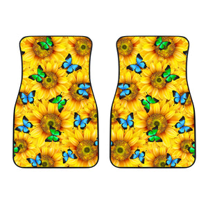 Sunflower Butterfly Front And Back Car Mats (Set of 2)