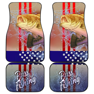 Fishing Angling Fish US Flag - Front and Back Car Mats Gift (Set of 2 or 4)