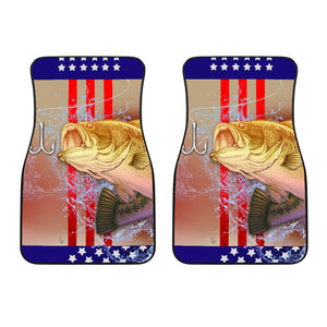 Fishing Angling Fish US Flag - Universal Front and Back Car Mats Gift (Set Of 2)