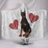 Love Doberman Cozy Warm Hooded Sherpa And Microfiber Blanket With Hood