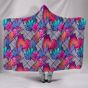 Boho Tropical Leaves Hooded Blanket