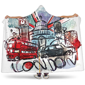 London Hooded Hooded Sherpa And Microfiber Blanket With Hood