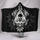 Black Skull Tattoo Cozy Warm Hooded Sherpa And Microfiber Blanket With Hood