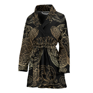 Premium Women's Golden Sea Turtle Bath Robe Housecoat Wrapper for Birthday Christmas Gift
