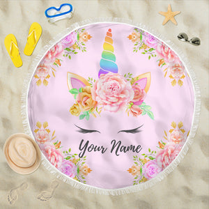 Unicorn Beach Blanket With Custom Name