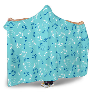 Turquise Music Notes Hooded Blanket Cosy Style