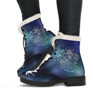 Pisces Horoscope Zodiac Star Sign Faux Fur Leather Boots Christmas Birthday Gift
