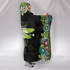 Dragonfly Cozy Warm Hooded Sherpa And Microfiber Blanket With Hood