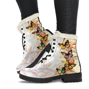 Multiple Butterflies Butterfly Faux Fur Leather Boots