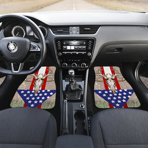 Deer Skull USA Flag - Universal Front and Back Car Mats Gift (Set Of 4)