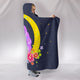 Dark Blue Starry Night Crescent Moon Unicorn Hooded Blanket