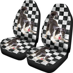 Border Collie Checkers Car Seat Covers