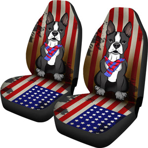 Boston Terrier Dog - Set of 2 Universal Front Car Seat Covers Protection