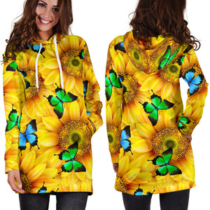 Sunflower Butterfly Hoodie Dress