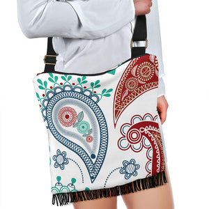 Pretty Wild Red Blue Paisley BOHO Crossbody Bag
