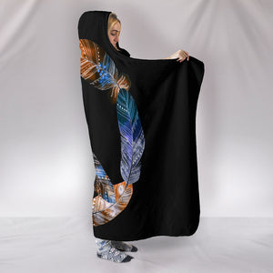 Peace Hippie Feathers Hooded Blanket