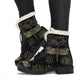 Dragonflies & Lotus Flowers Faux Fur Leather Boots - Freedom Look