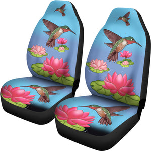 Hummingbird Lotus Car Seat Covers Set of 2 Protection Decoration