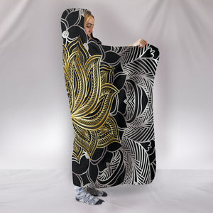 Spiritual Golden Lotus Hooded Blanket