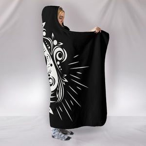 Black Skull Tattoo Cozy Warm Hooded Sherpa And Microfiber Blanket With Hood