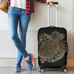 Golden Sea Turtle Luggage Cover - Freedom Look
