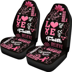 Breast Cancer Awareness Pink Girl - Car Seat Covers - Set of 2