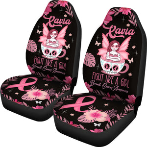 Breast Cancer Awareness Fighting Girl - Car Seat Covers - Set of 2