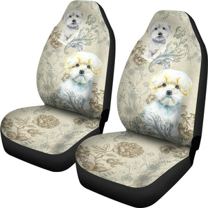 Maltese Dog Car Seat Covers (Set of 2)