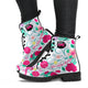 Breast Cancer Awareness Floral - Women's Booties Vegan-Friendly Leather Boots