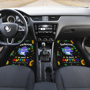 Autism Personalized Awareness Shark Front and Back Car Mats Set (Set of 2 or 4)