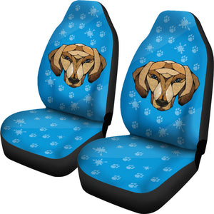 Dachshund Dog Face Blue Car Seat Covers