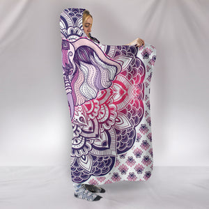 Elephant Purple Mandala - Cozy Warm Hooded Sherpa And Microfiber Blanket With Hood