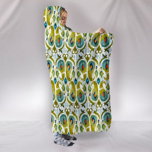 Boho Watercolor Peacock Feather Hooded Blanket