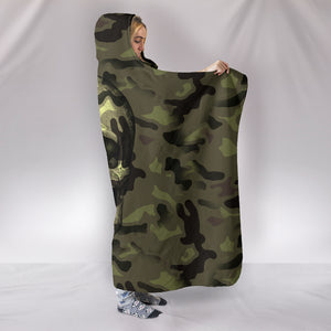 Camo Skull Camouflage Hooded Sherpa And Microfiber Blanket With Hood